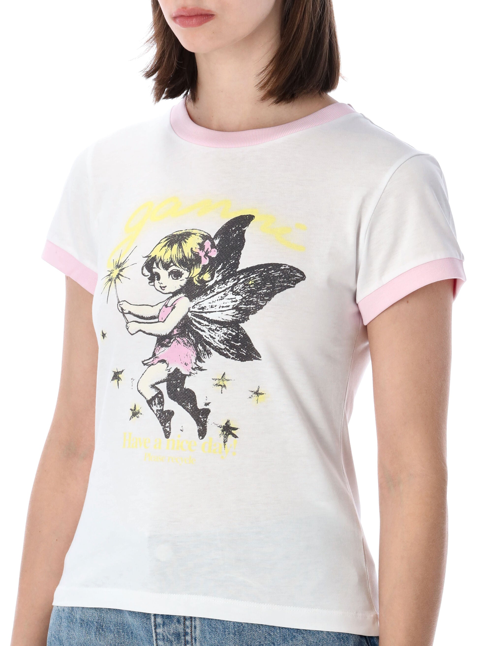 Ganni Fairy Graphic Baby T-Shirt White Organic Cotton