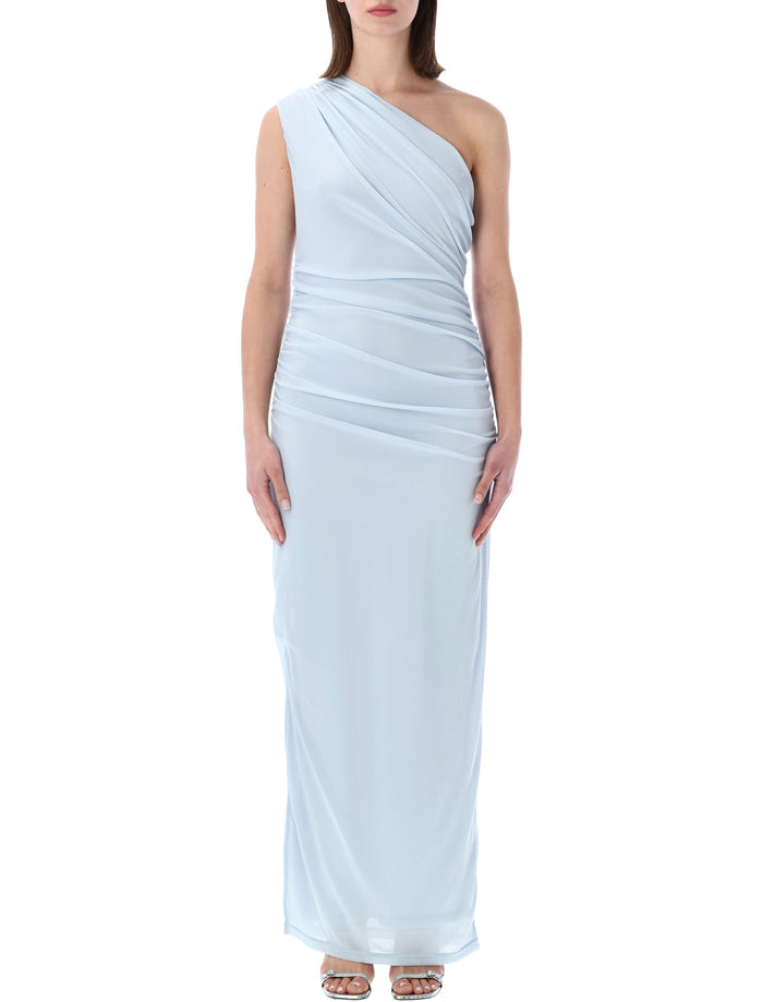 Rotate Light Blue One-Shoulder Dress Plain Air Recycled Polyester