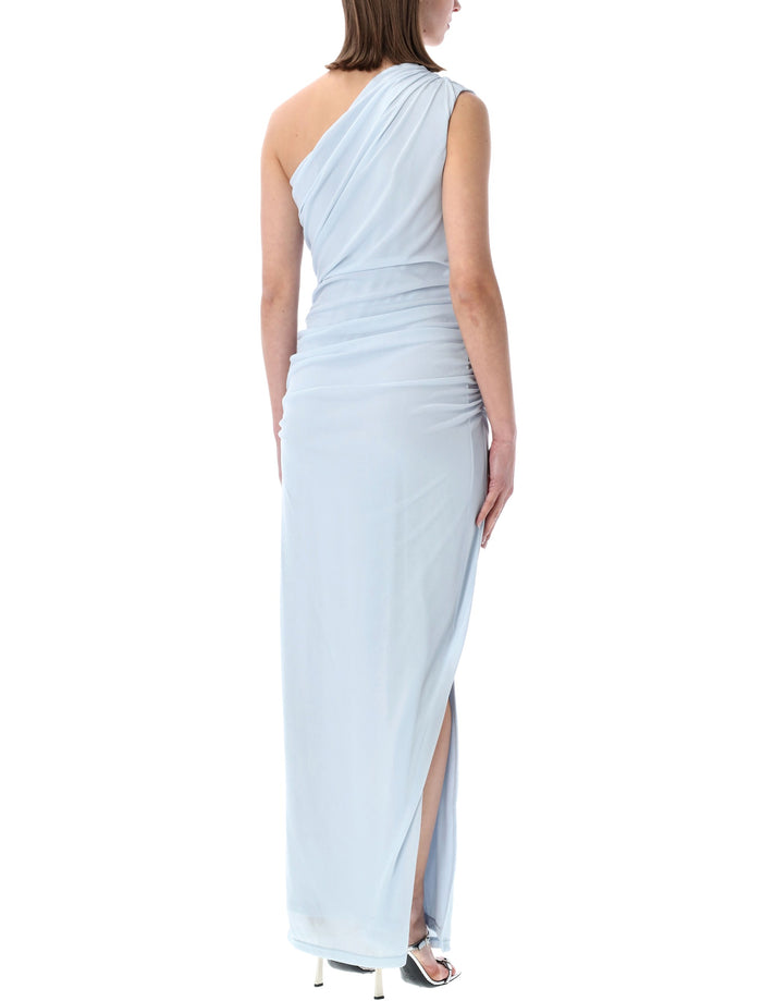 Rotate Light Blue One-Shoulder Dress Plain Air Recycled Polyester