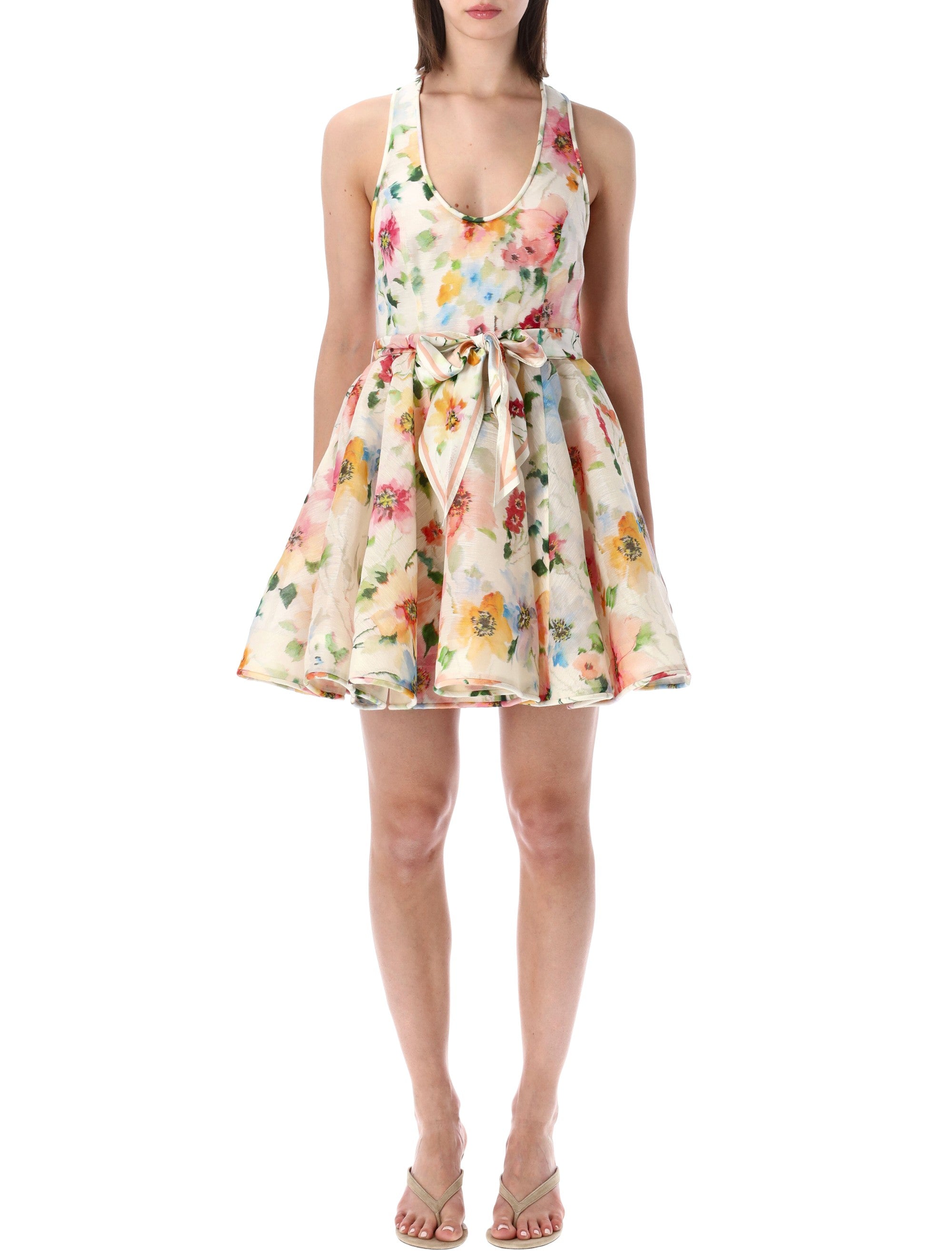 Zimmermann Alchemy Racer Mini Dress Neo Poppy Linen
