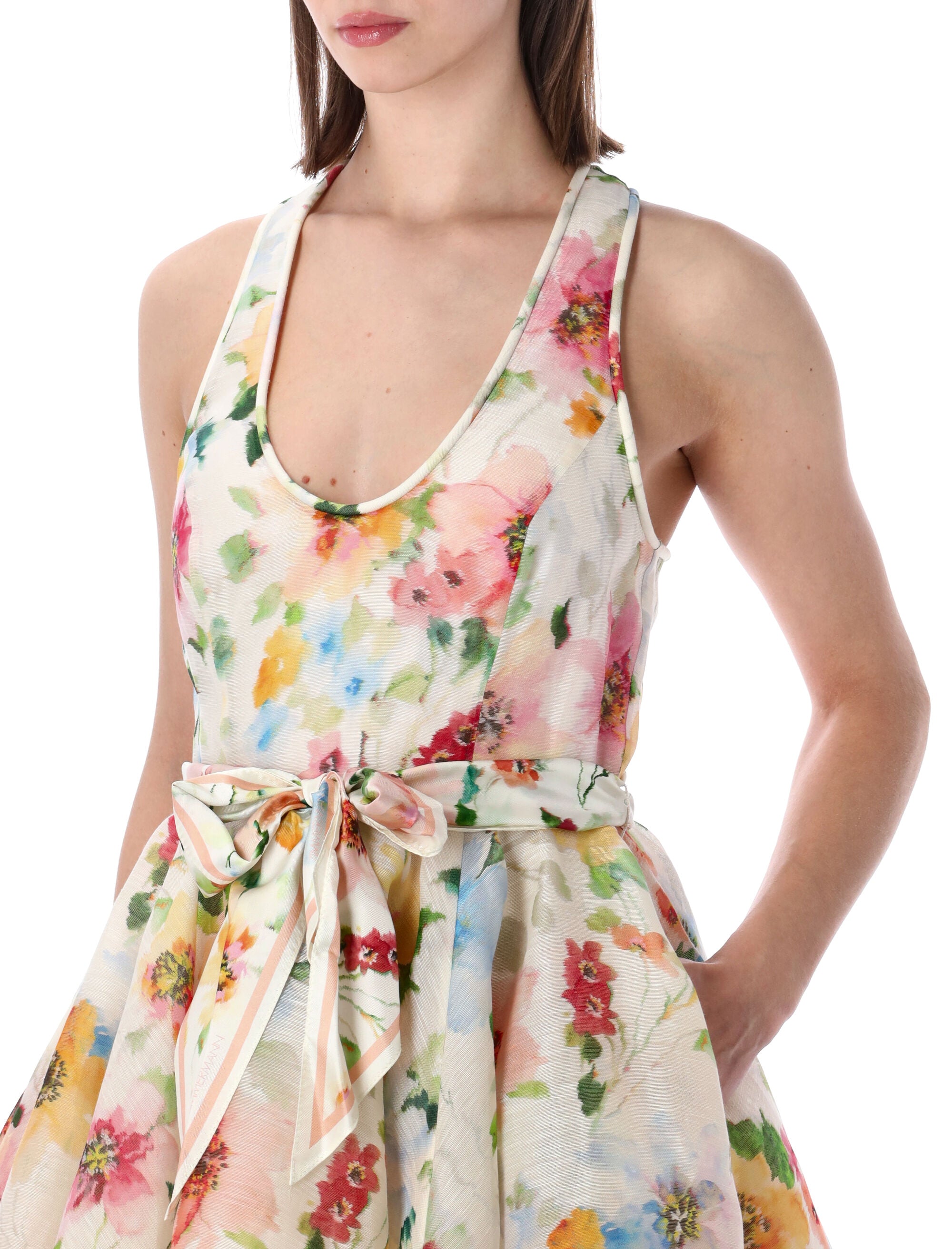 Zimmermann Alchemy Racer Mini Dress Neo Poppy Linen