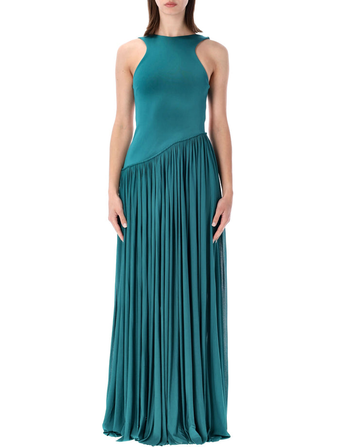 Zimmermann Luna Asymmetric Jersey Dress Teal Blue Viscose