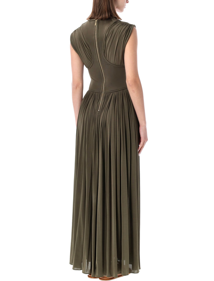 Zimmermann Luna Column Dress Olive Viscose