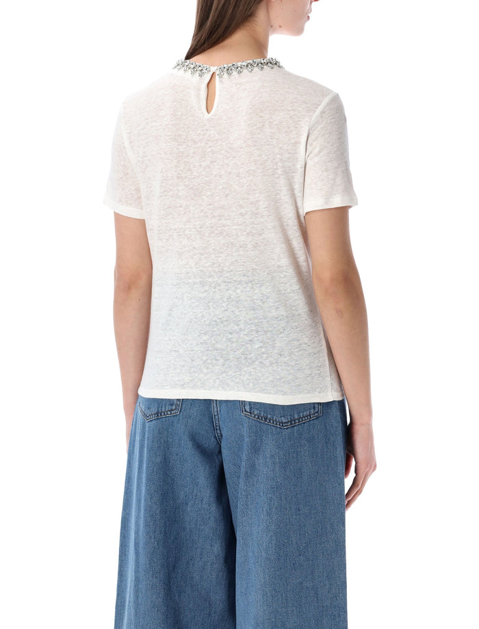 Zimmermann Embellished linen tee Ivory T-shirt