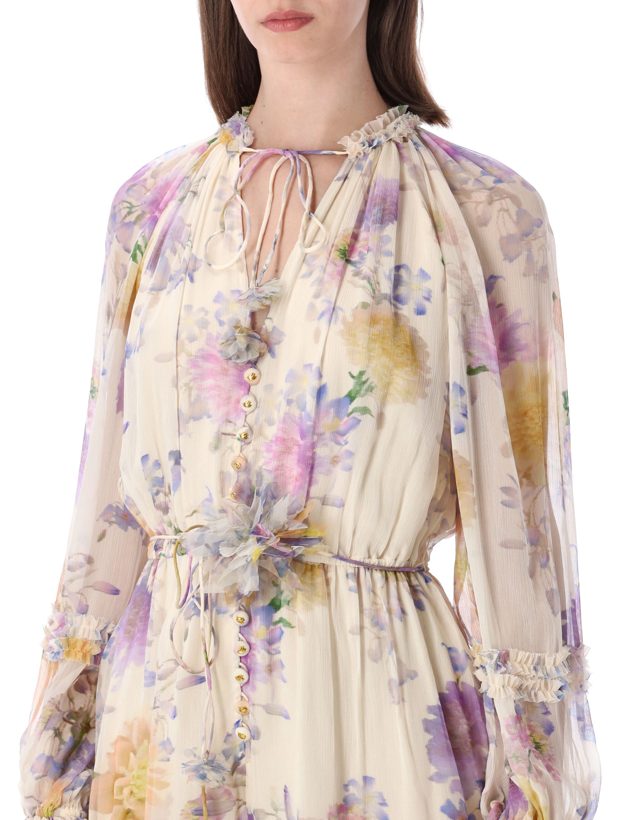 Zimmermann Luna Ruffle Playsuit Cream Dahlia Viscose Jumpsuit