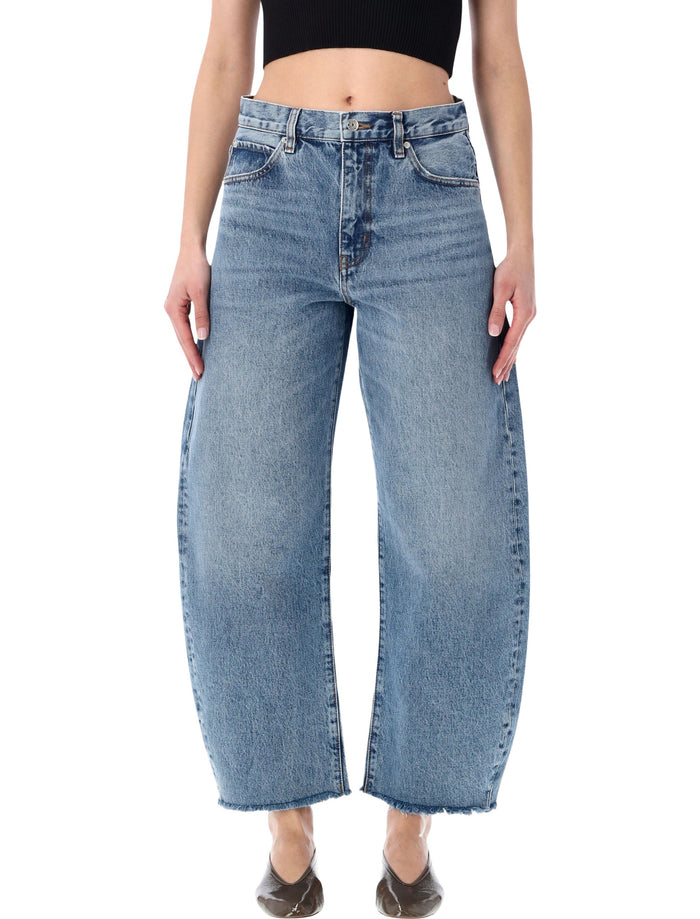 Frame The Bubble crop high-rise jeans Rapture Raw Blue Cotton