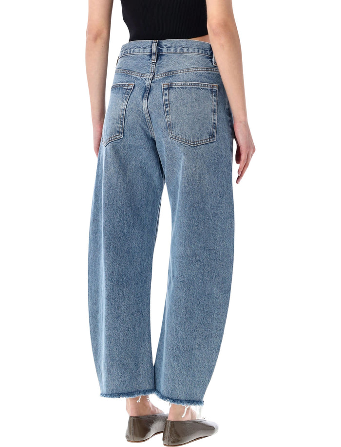 Frame The Bubble crop high-rise jeans Rapture Raw Blue Cotton