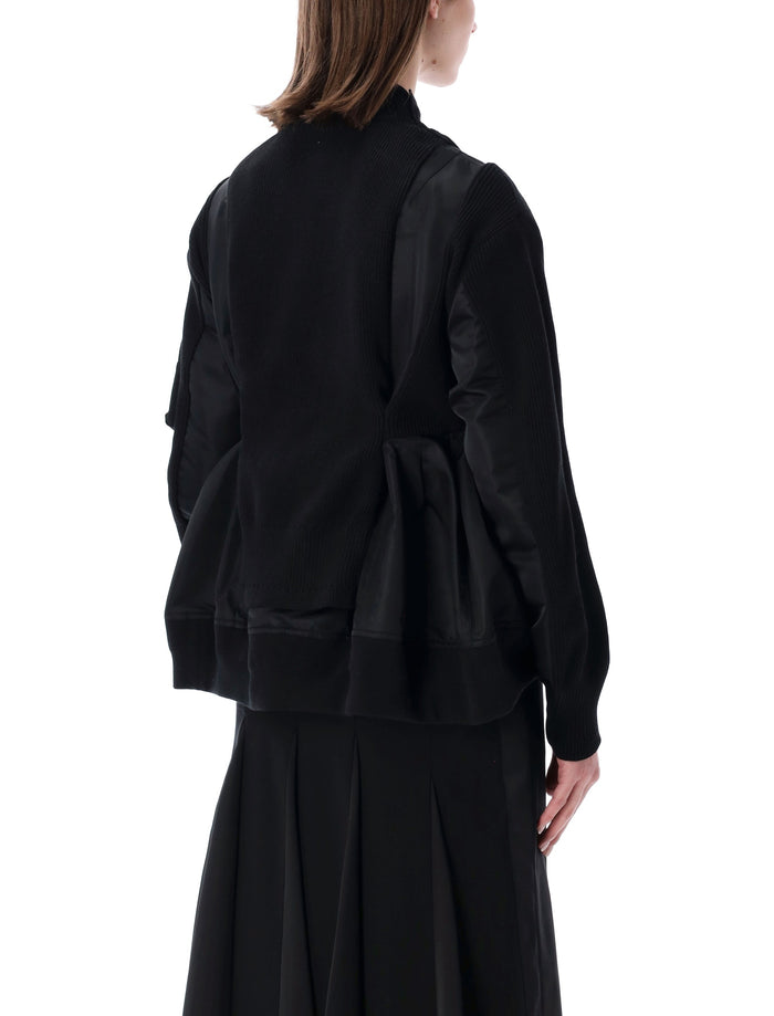 Sacai Nylon Twill Knit Blouson Black Cotton Jacket