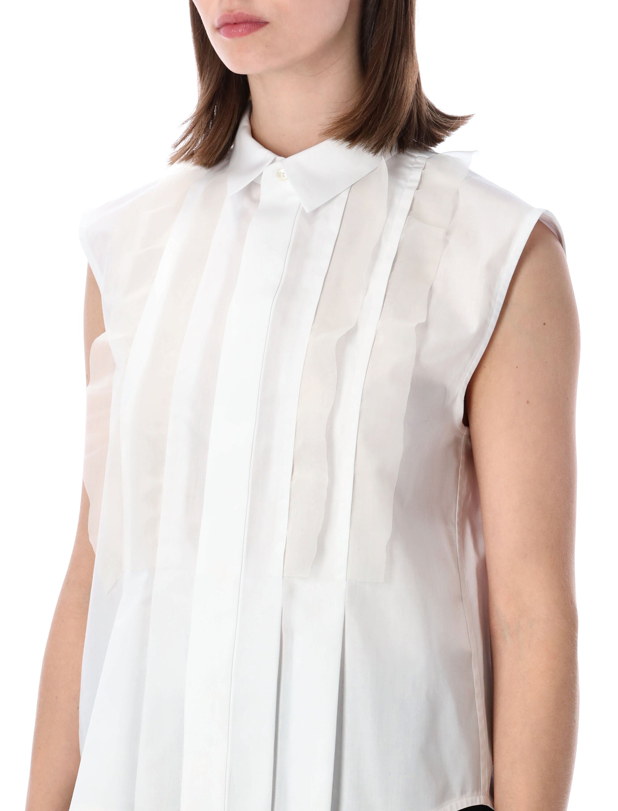Sacai Sleeveless Shirt White Polyester