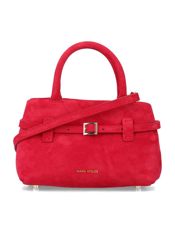 Manu Atelier Le Cambon 20 Red Suede Bag Leather Shoulder