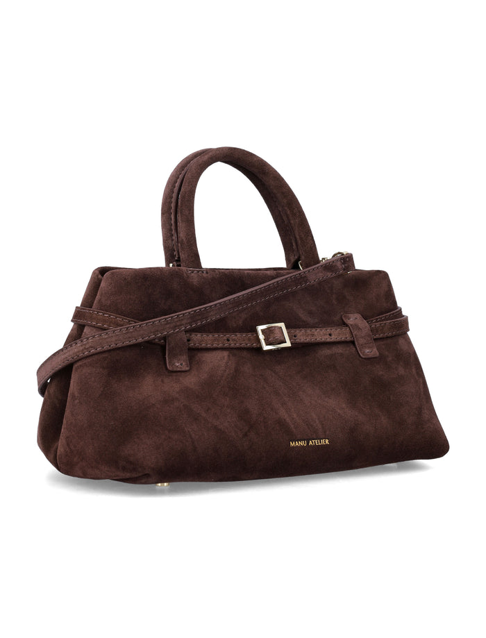 Manu Atelier Le Cambon 25 Brown Suede Bag Deep Calf Leather Shoulder