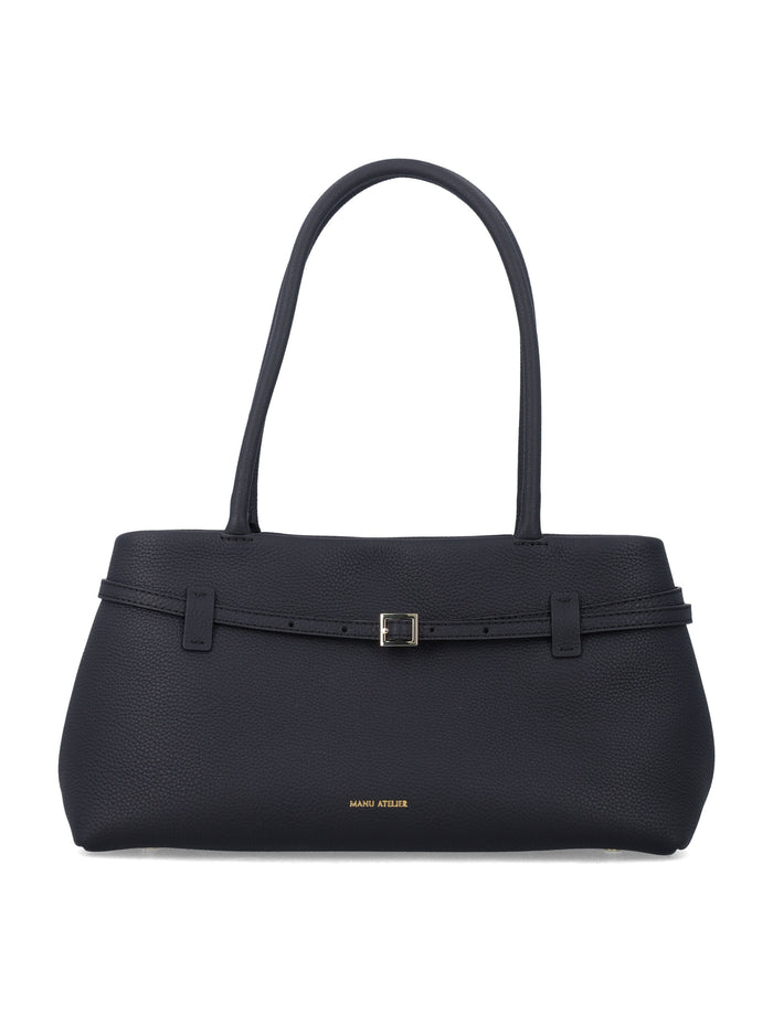 Manu Atelier Le Cambon East West Black Bag Calf Leather Shoulder