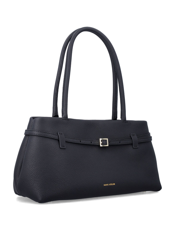 Manu Atelier Le Cambon East West Black Bag Calf Leather Shoulder