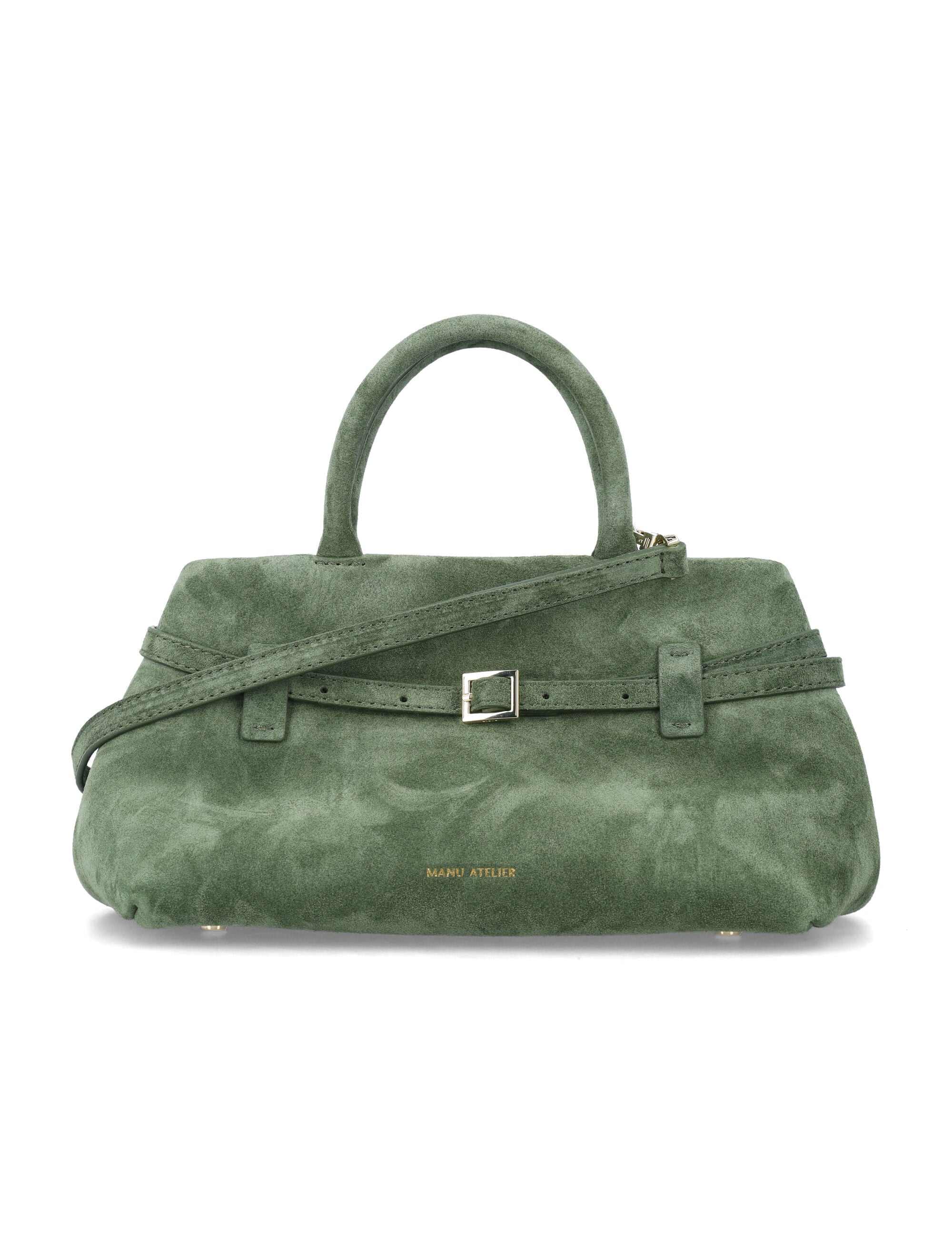 Manu Atelier Le Cambon 25 Green Suede Bag Velvet Calf Leather Shoulder