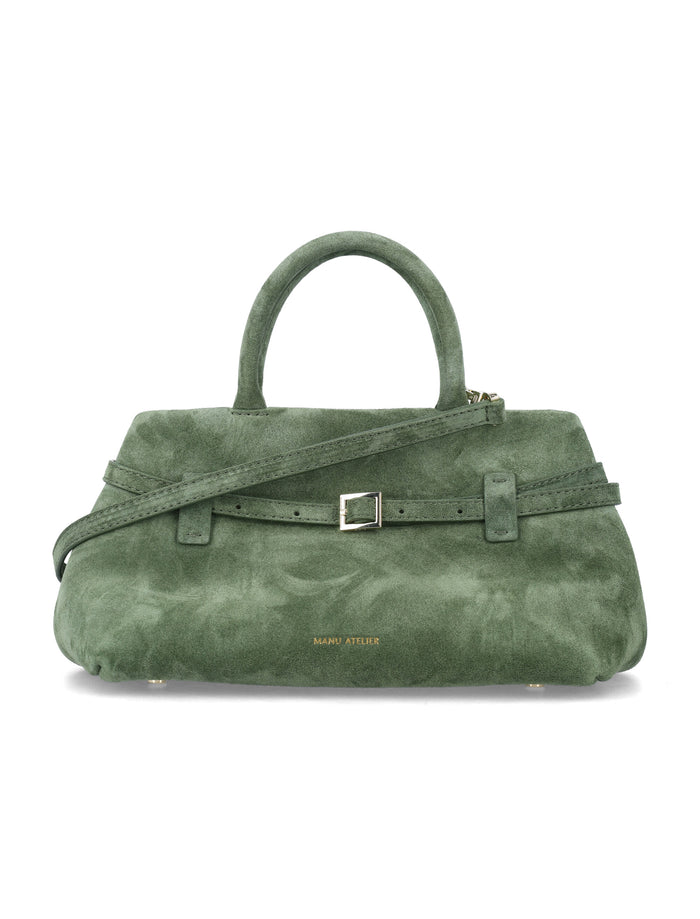 Manu Atelier Le Cambon 25 Green Suede Bag Velvet Calf Leather Shoulder