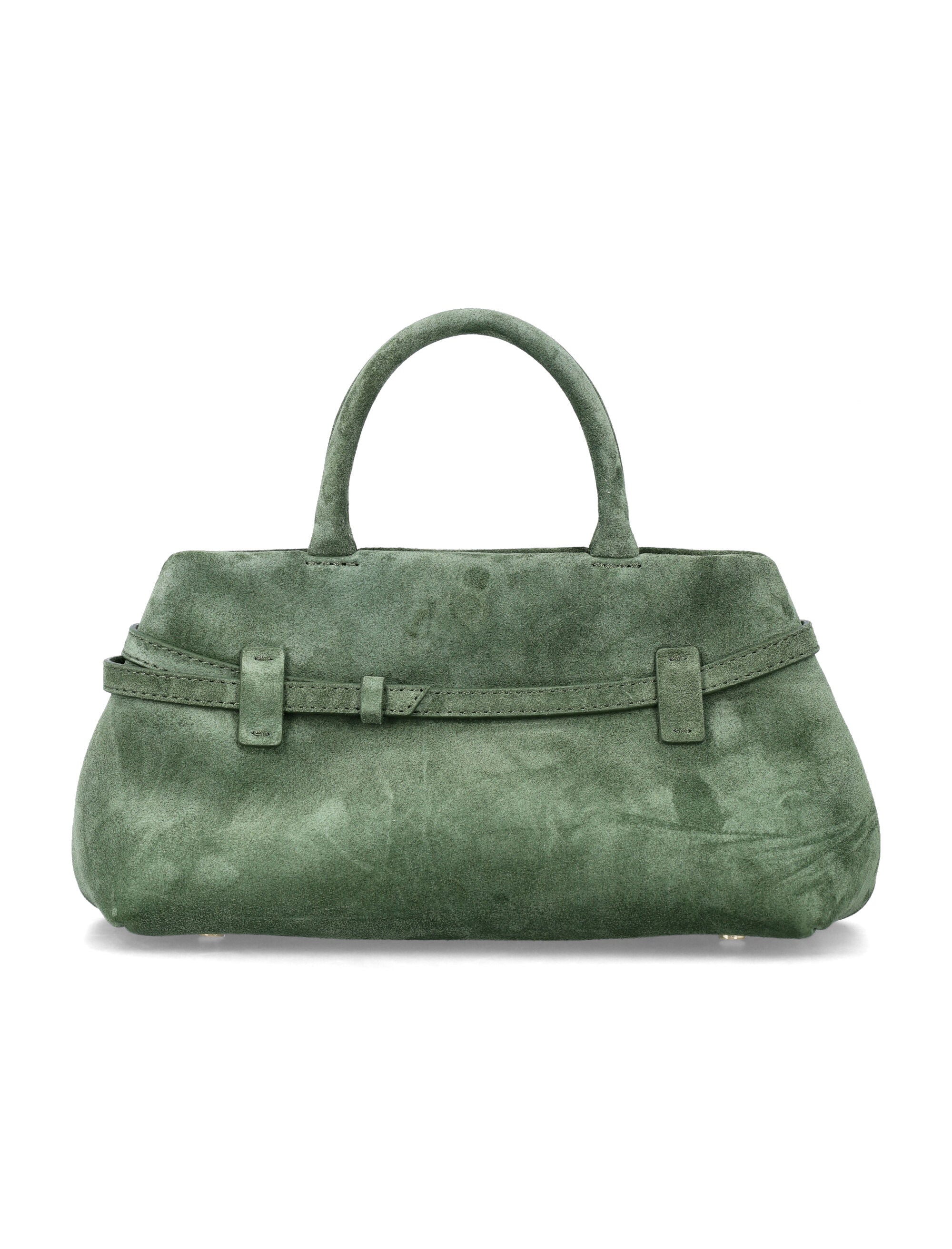 Manu Atelier Le Cambon 25 Green Suede Bag Velvet Calf Leather Shoulder