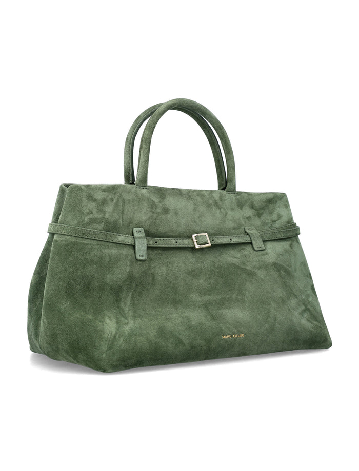 Manu Atelier Le Cambon 35 Green Suede Bag Velvet Calf Leather Tote