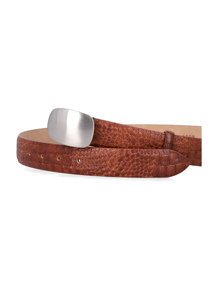 Mancini 1979 embossed leather belt Bruciato