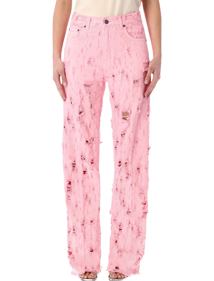 Haikure Bonnie Bull Destroy cotton jeans Flamingo Rose