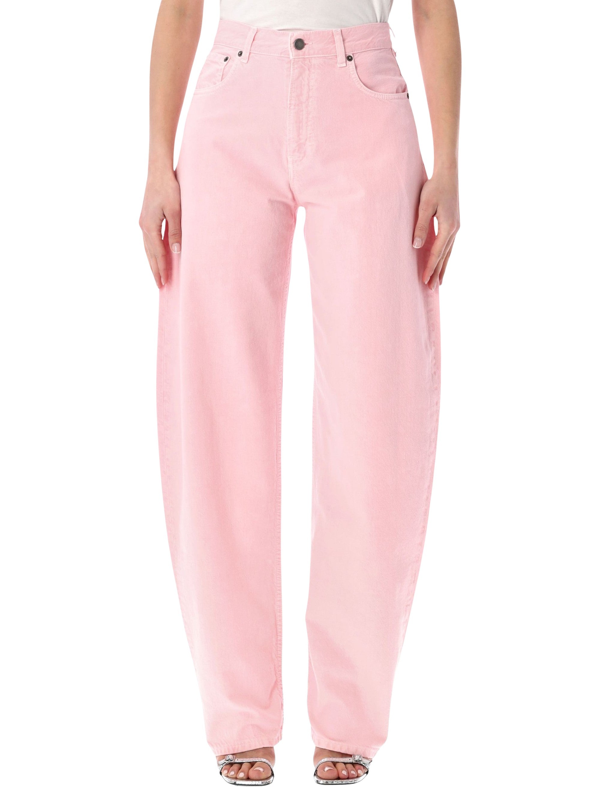 Haikure Bibi Balloon Denim Trousers Flamingo Rose Cotton Jean