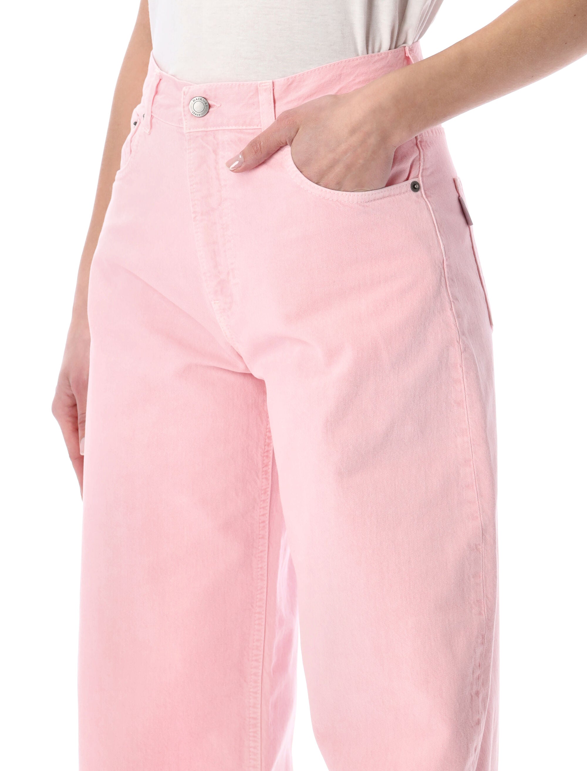 Haikure Bibi Balloon Denim Trousers Flamingo Rose Cotton Jean