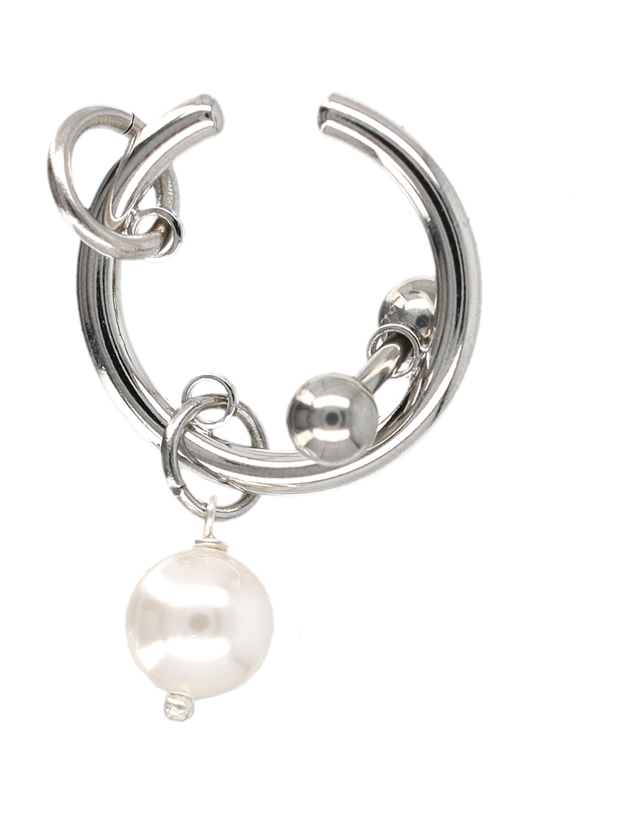 Justine Clenquet Betsy pearl earcuff Silver Brass Earrings