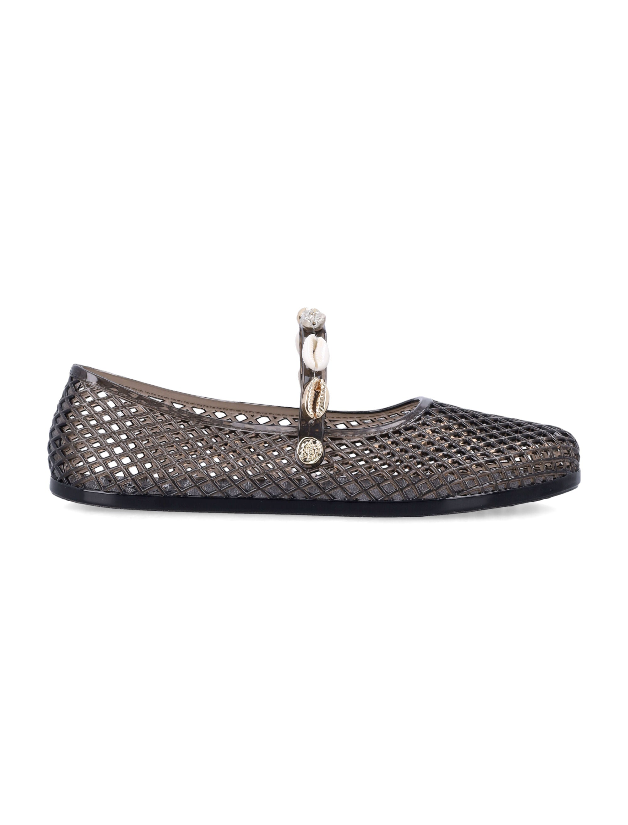 Ancient Greek Iro Shells Ballerina Black Upper Flat Shoes