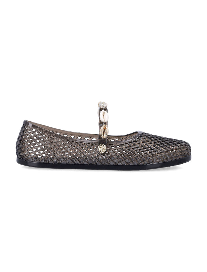 Ancient Greek Iro Shells Ballerina Black Upper Flat Shoes