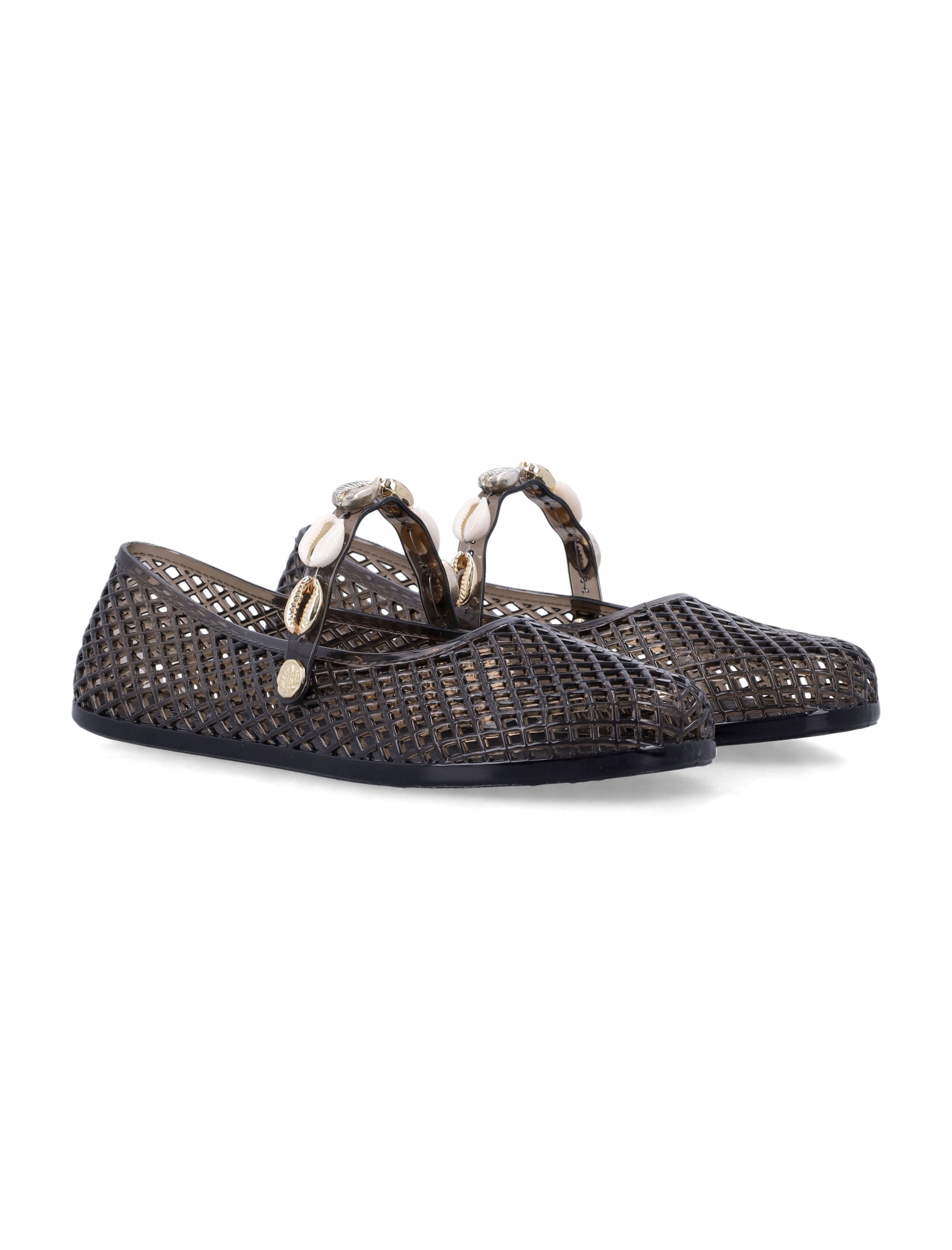 Ancient Greek Iro Shells Ballerina Black Upper Flat Shoes