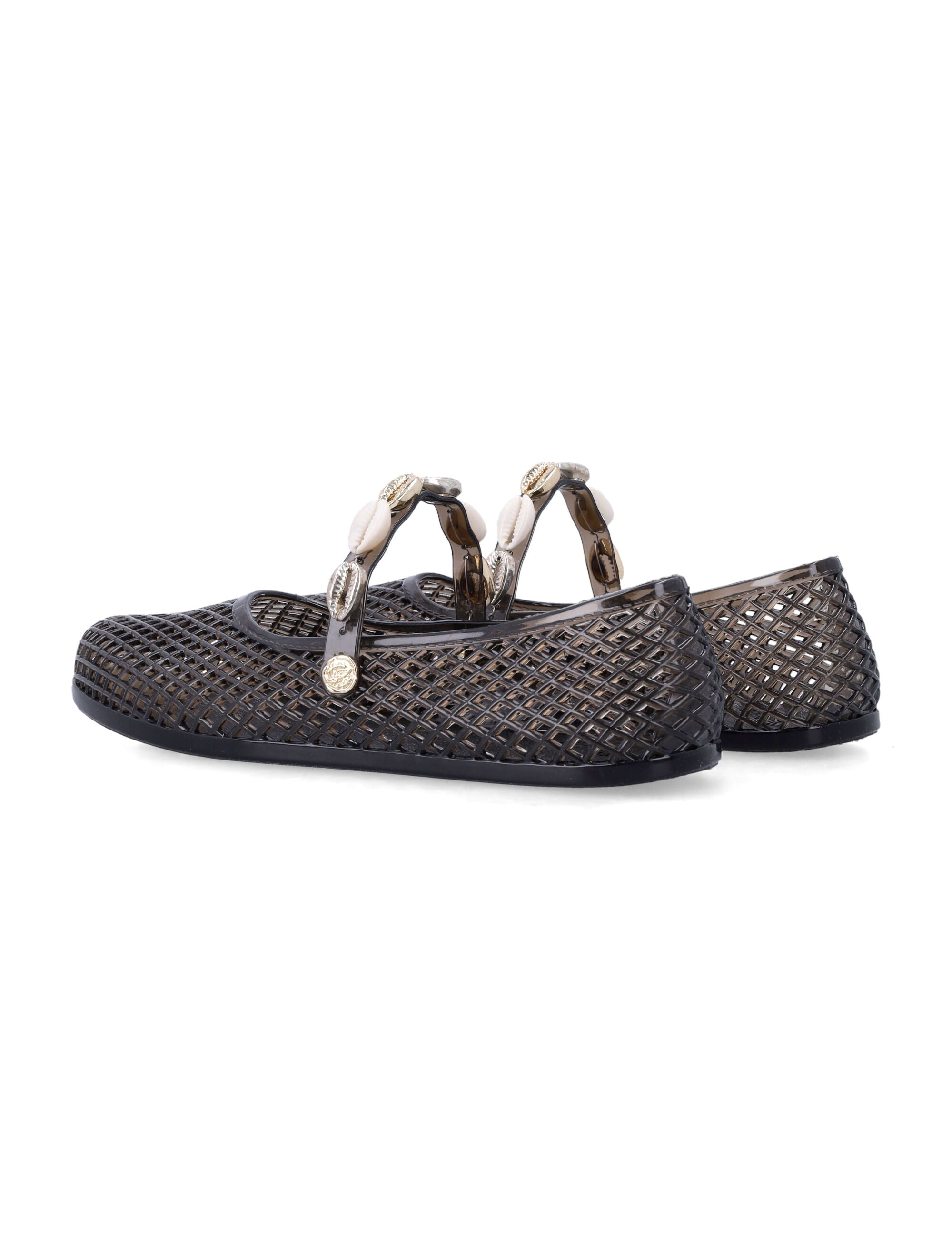 Ancient Greek Iro Shells Ballerina Black Upper Flat Shoes