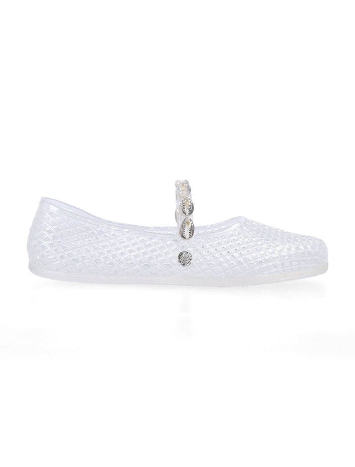 Ancient Greek Iro Shells Ballerina Clear Upper Flat Shoes
