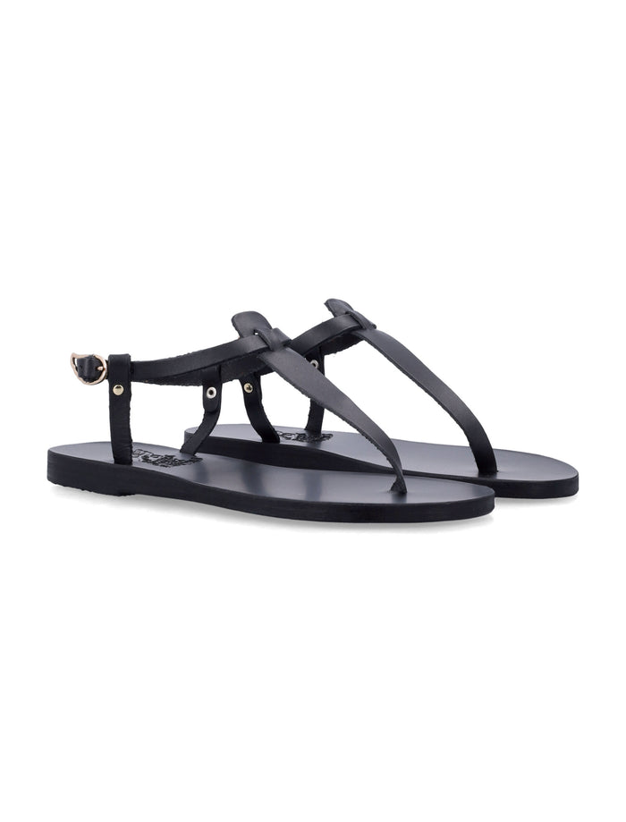 Ancient Greek Lito Leather Sandals Black Cow
