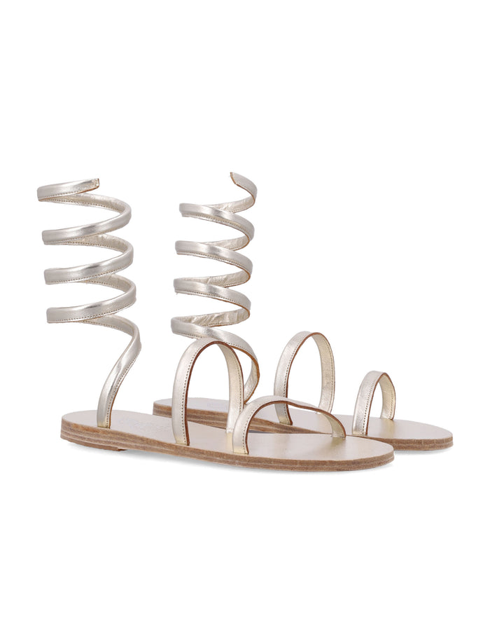 Ancient Greek Ofis Black Sandals Platinum Cow Leather