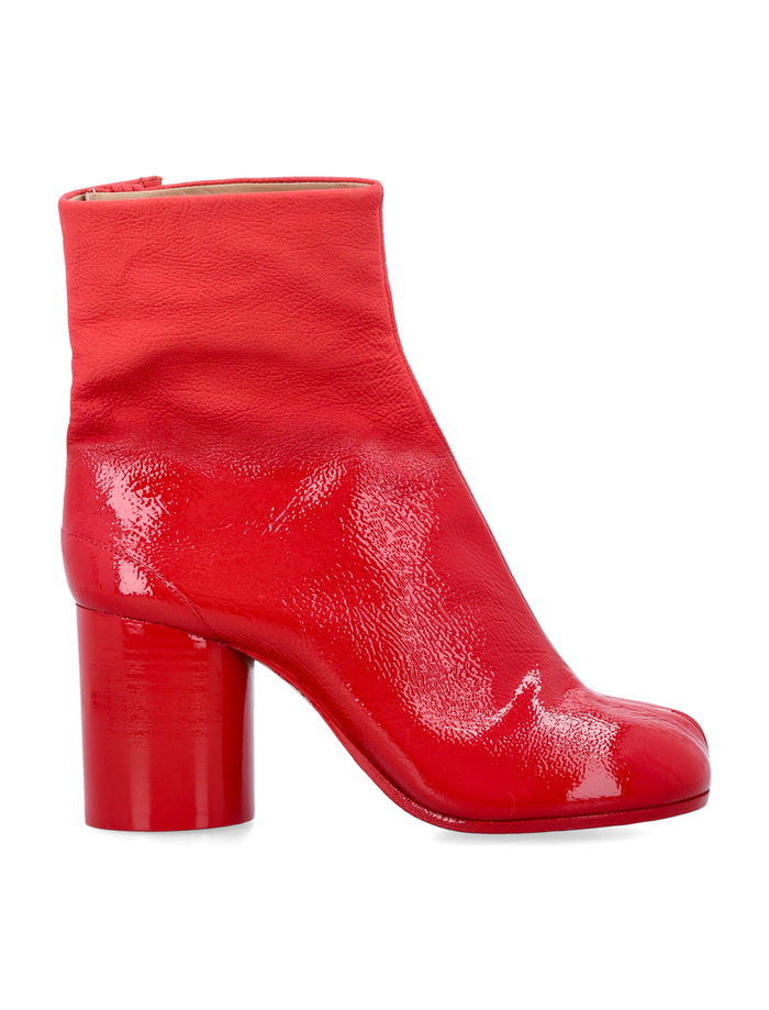 Maison Margiela Tabi Leather Ankle Boots Red Upper