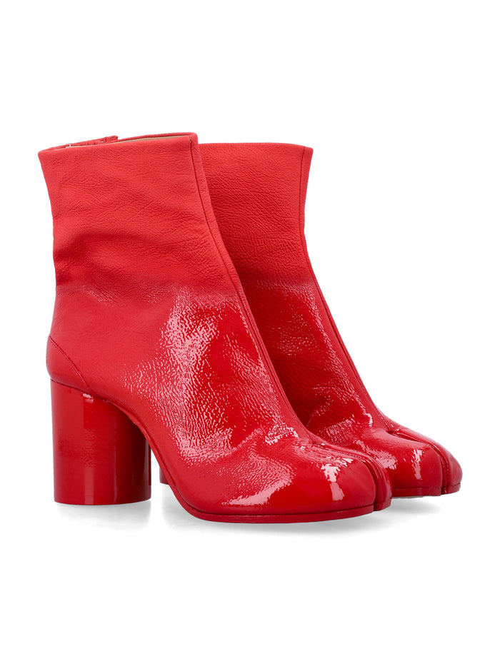 Maison Margiela Tabi Leather Ankle Boots Red Upper