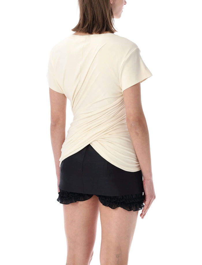Magda Butrym Draped Knot T-Shirt Cream Polyamide
