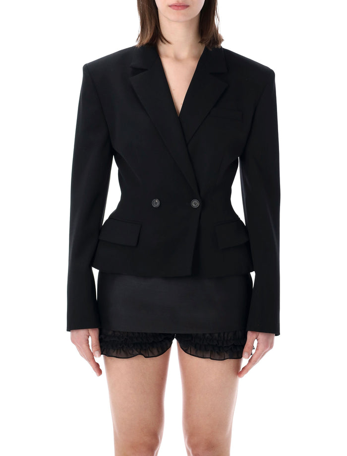 Magda Butrym Tailored Wool Peplum Blazer Black Lining