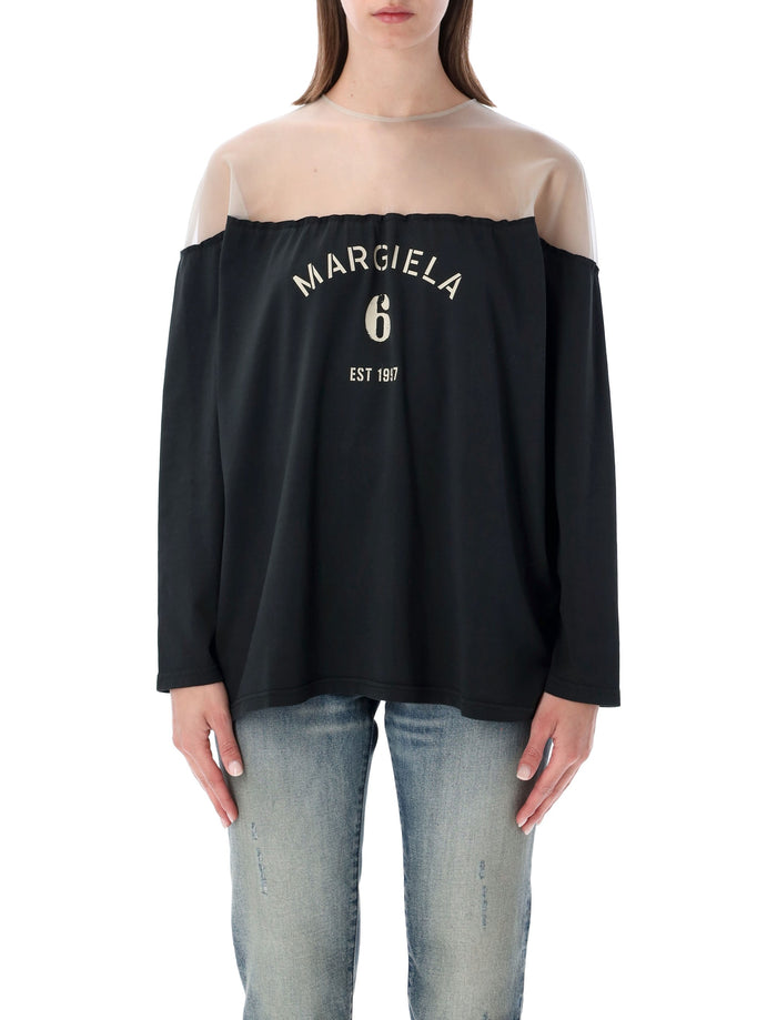 Mm6 Maison Margiela Mannequin Jersey Top Black Cotton Insert T-shirt
