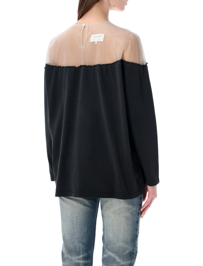 Mm6 Maison Margiela Mannequin Jersey Top Black Cotton Insert T-shirt