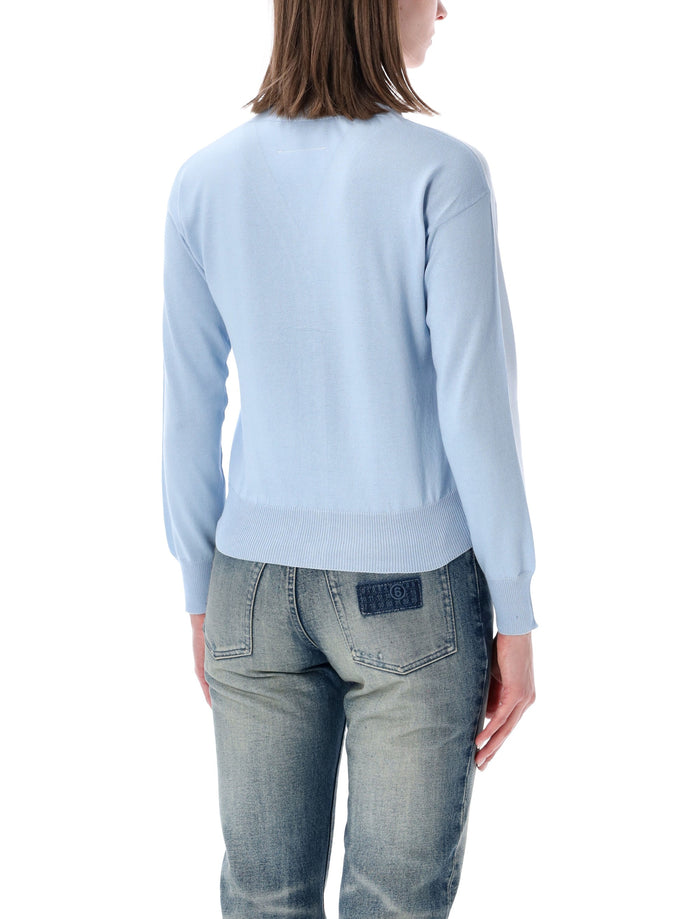 Mm6 Maison Margiela Pressed Cotton Cardigan Sky