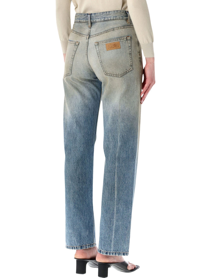 Mm6 Maison Margiela Ankle Length Jeans Light Blue Cotton