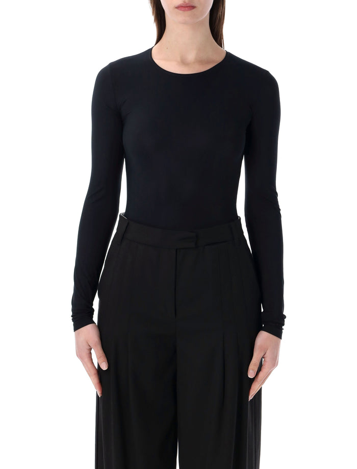 Mm6 Maison Margiela Lycra Jersey Bodysuit Black Polyamide