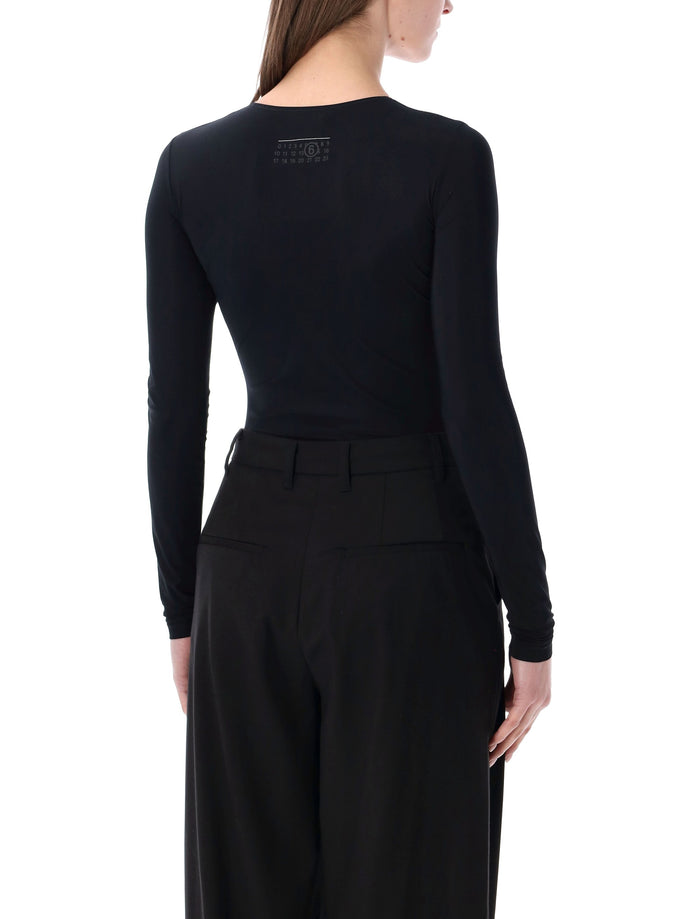 Mm6 Maison Margiela Lycra Jersey Bodysuit Black Polyamide