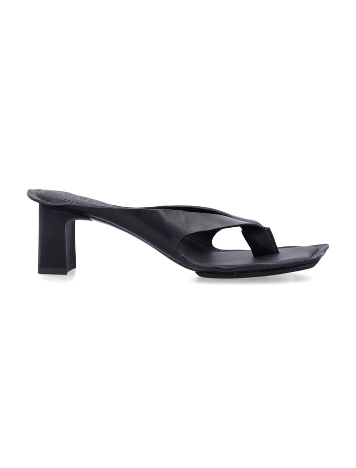 Mm6 Maison Margiela Black Leather Anatomic Thong Mules Upper Sandal