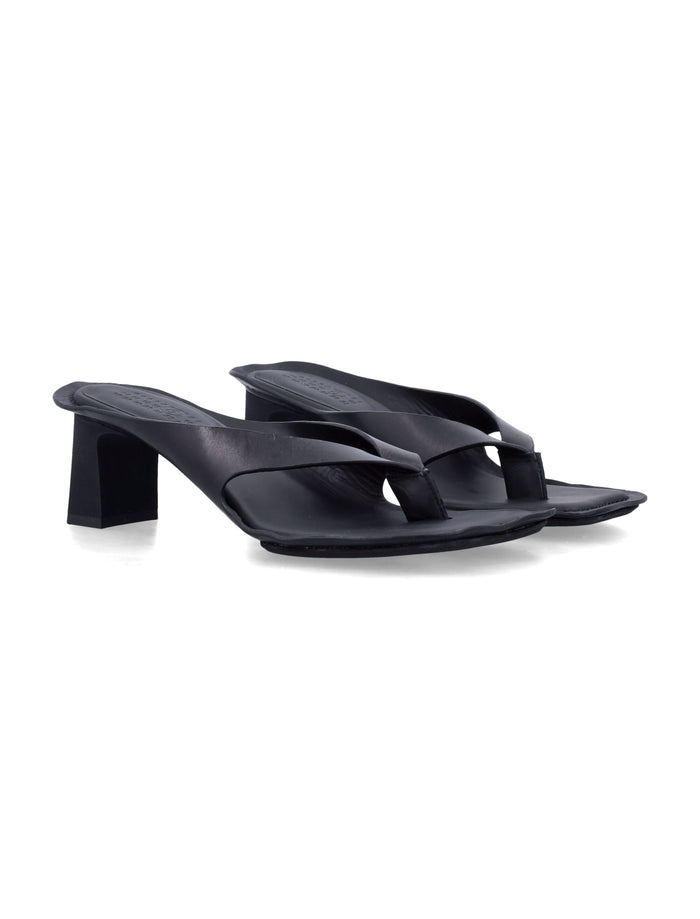 Mm6 Maison Margiela Black Leather Anatomic Thong Mules Upper Sandal