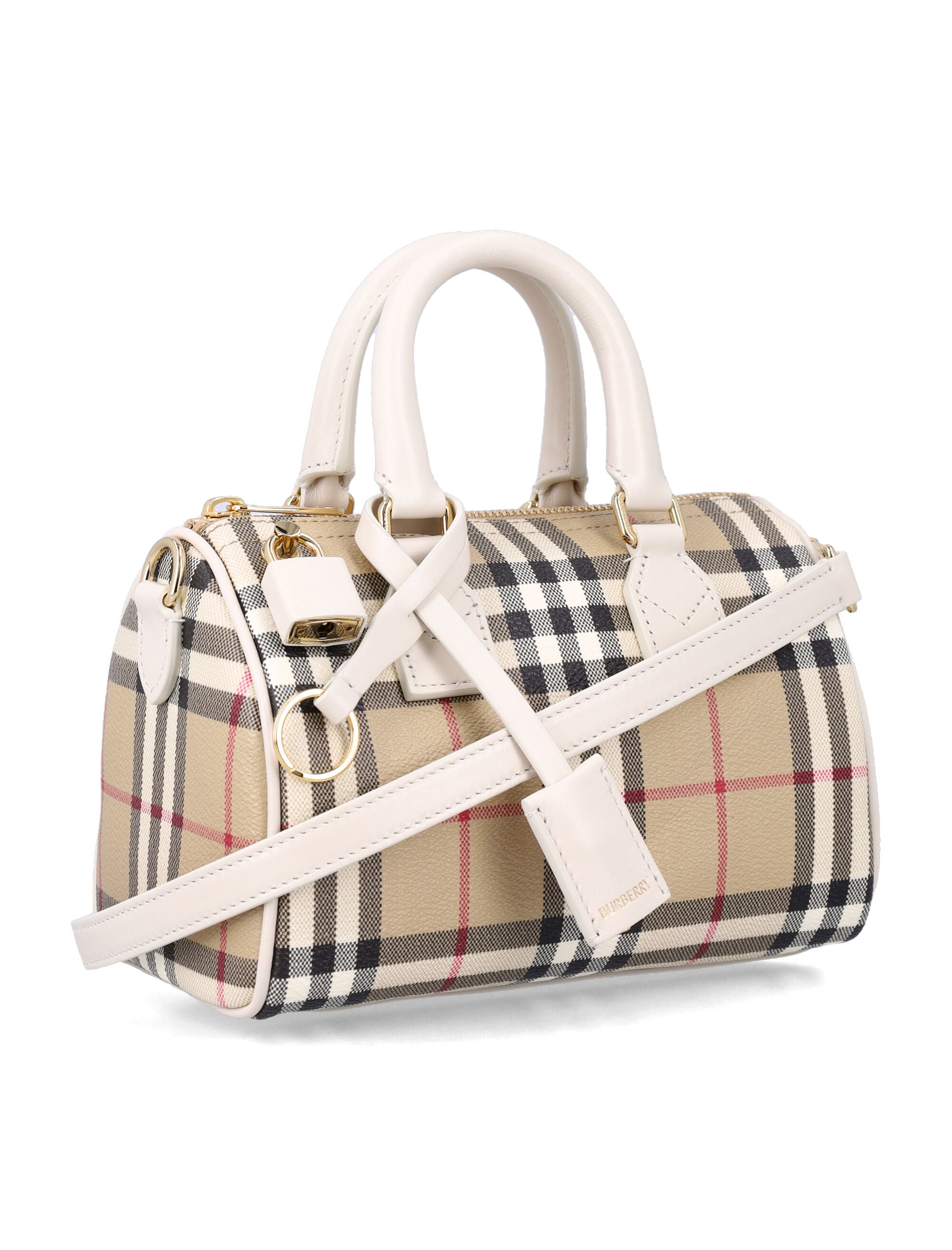 Burberry Mini Check Bowling Bag Vintage Chk/soap Cotton Shoulder