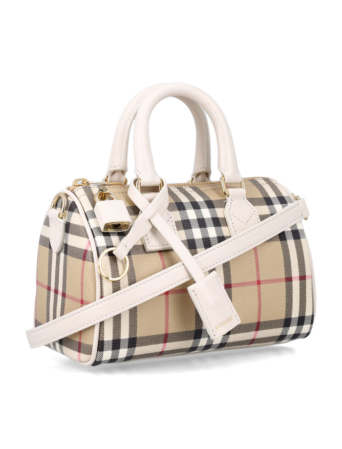 Burberry Mini Check Bowling Bag Vintage Chk/soap Cotton Shoulder