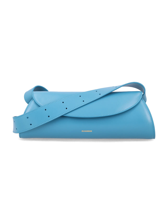 Jil Sander Cannolo small leather bag Light Blue Bovine Lining Shoulder