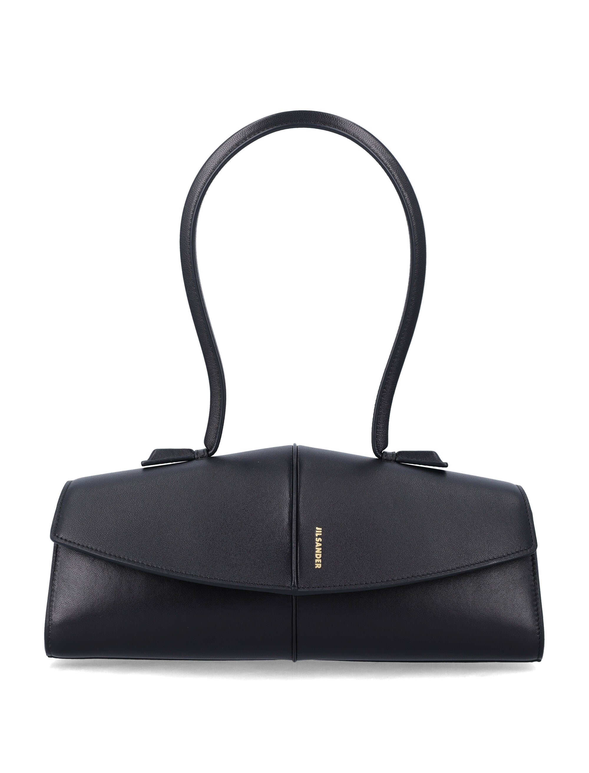 Jil Sander Linea Shoulder black leather bag Ovine Lining