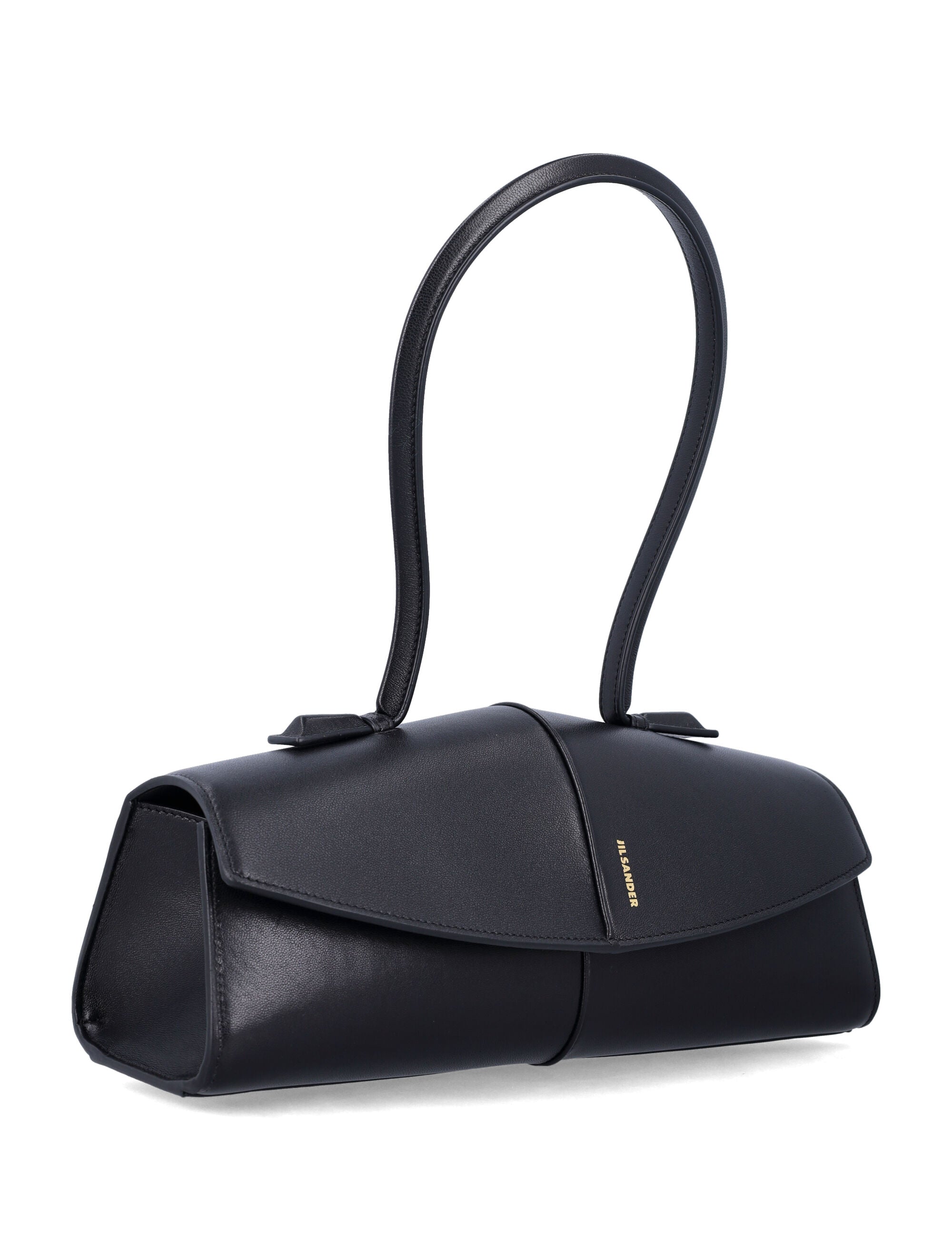 Jil Sander Linea Shoulder black leather bag Ovine Lining